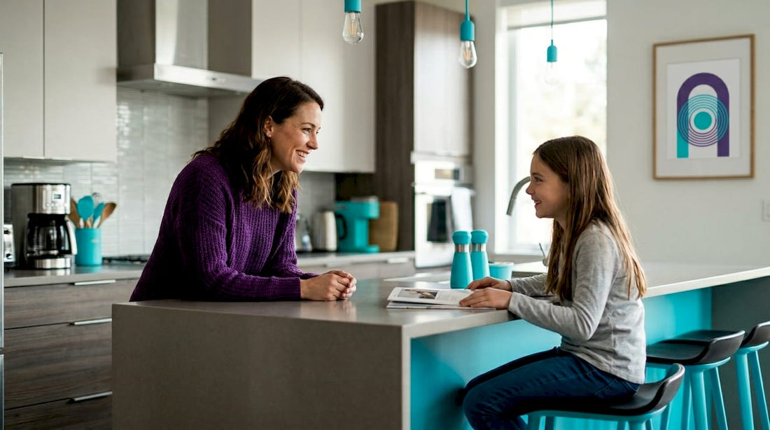 Mother and daughter discussing first period