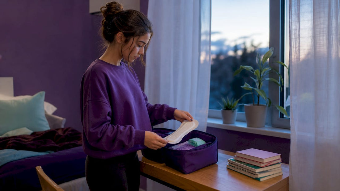 Teen girl preparing for first overnight period