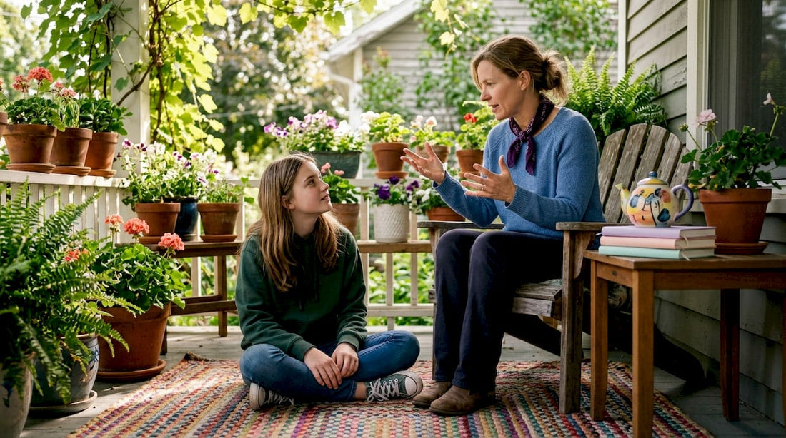 Mother and daughter discussing first period