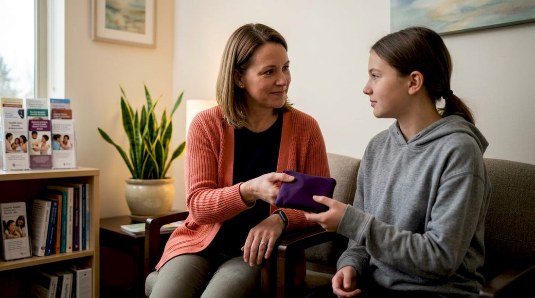 Student receiving menstrual care support from school nurse