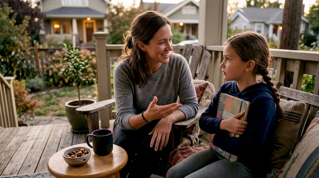 Mother and daughter having puberty talk