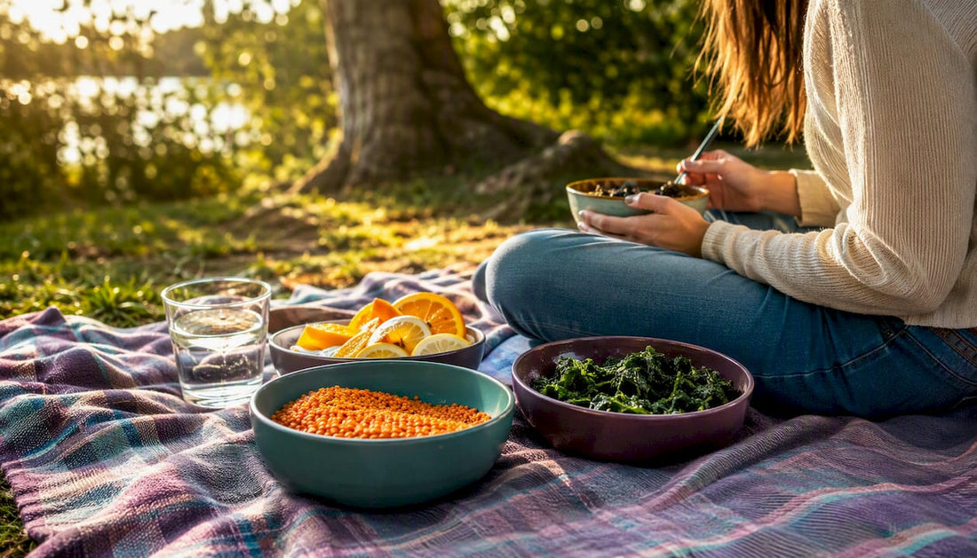 Iron rich foods on kitchen table
