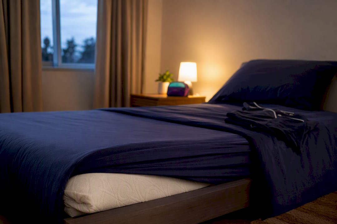 Prepared bed with dark protective bedding